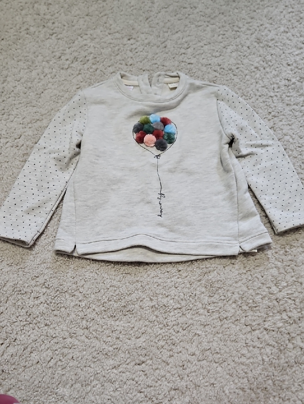 Girls' Cream Balloon Pom-Pom Sweatshirt